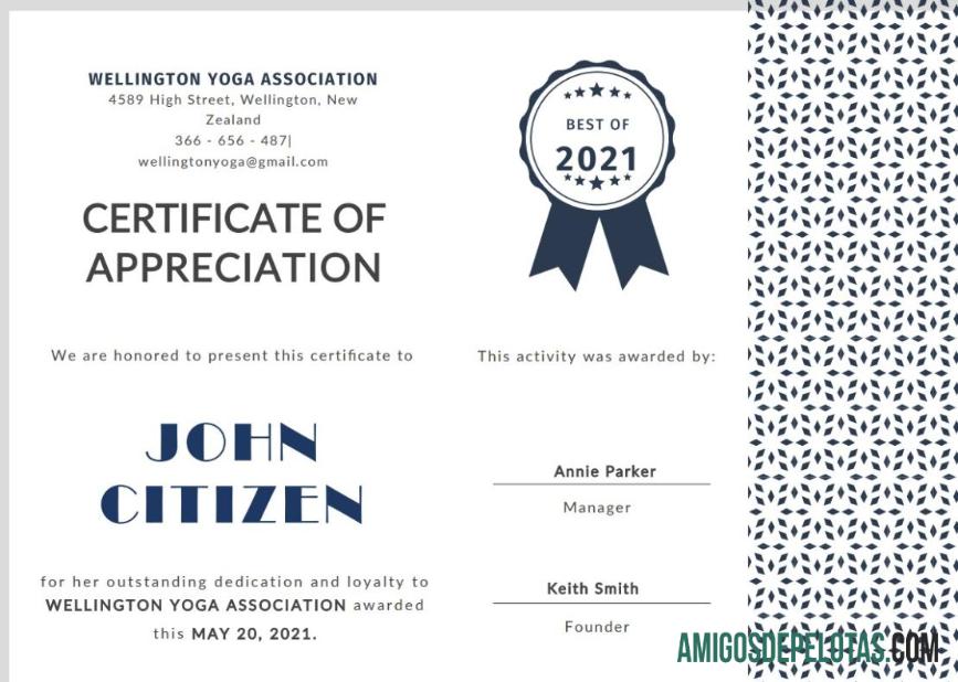 Realista modelo de certificado de apreciação do cliente nos EUA em formato Word e PDF, versão 2